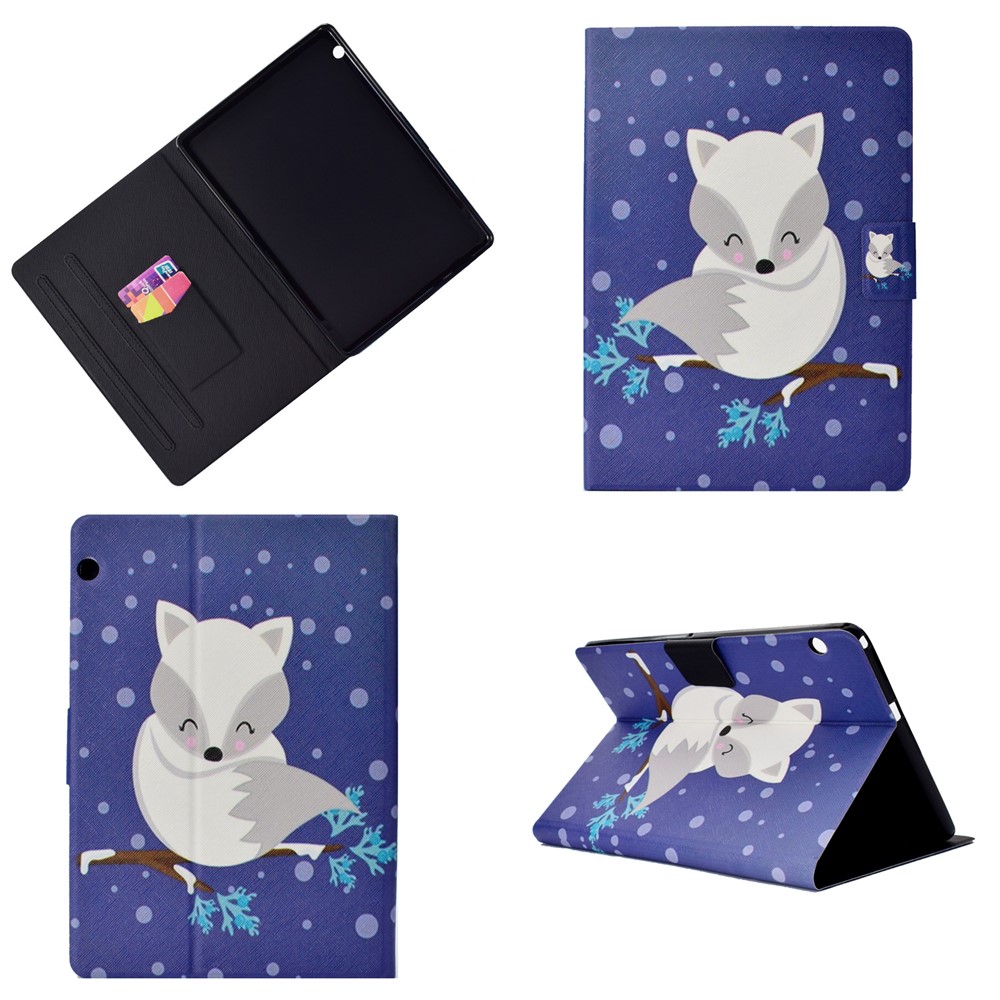 Patterned PU Leather Protector Case with Card Slots for Huawei MediaPad T3 10 - Fox-1