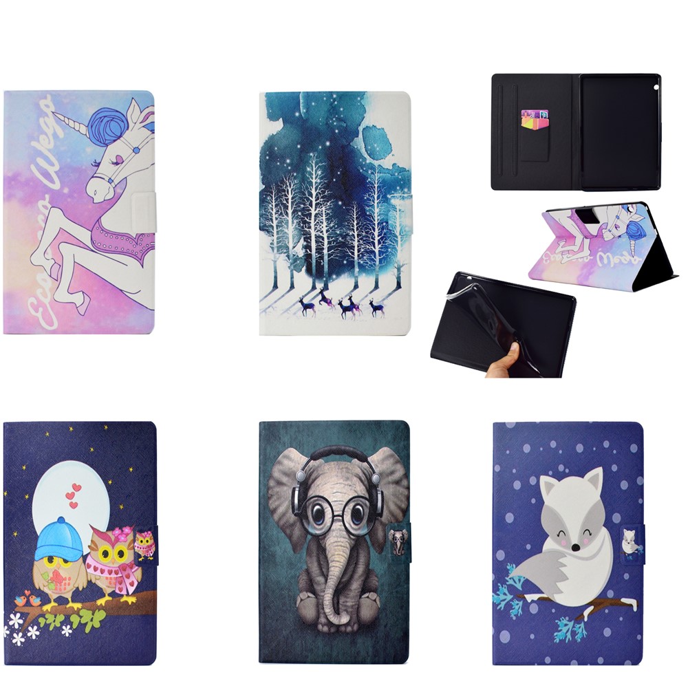 Patterned PU Leather Protector Case with Card Slots for Huawei MediaPad T3 10 - Fox-9