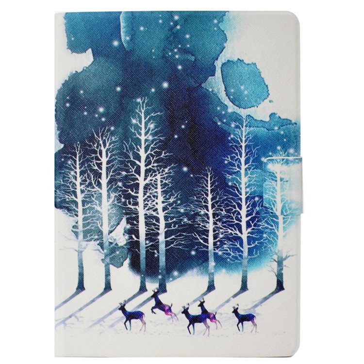 Estampa De Impressão Padrão De Couro Magnético Capa Case Para Huawei Mediapad T3 10 - Floresta De Inverno-2