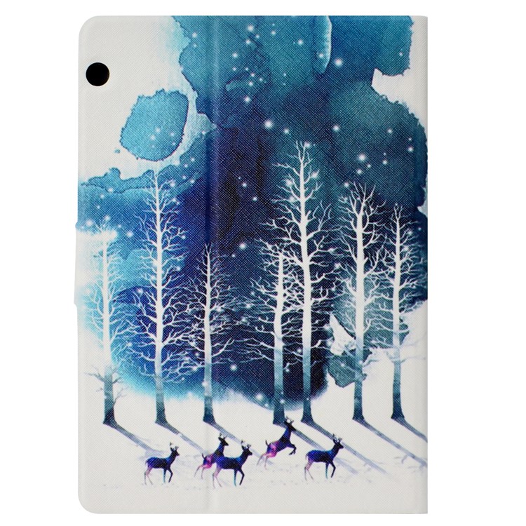 Estampa De Impressão Padrão De Couro Magnético Capa Case Para Huawei Mediapad T3 10 - Floresta De Inverno-3