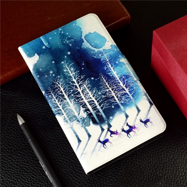 Estampa De Impressão Padrão De Couro Magnético Capa Case Para Huawei Mediapad T3 10 - Floresta De Inverno-8