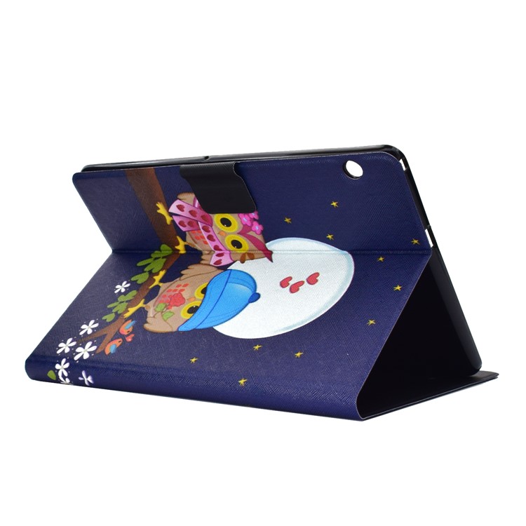 Gemustertes Ständer Leder Tablet Tasche Zubehör Für Huawei Mediapad T3 10 - Eulen Auf Ast-4