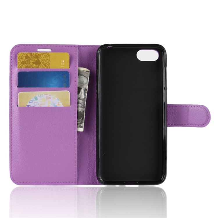 Litchi Skin Leather Wallet Shell Case for Huawei Y5 Prime (2018) / Y5 (2018) - Purple-5