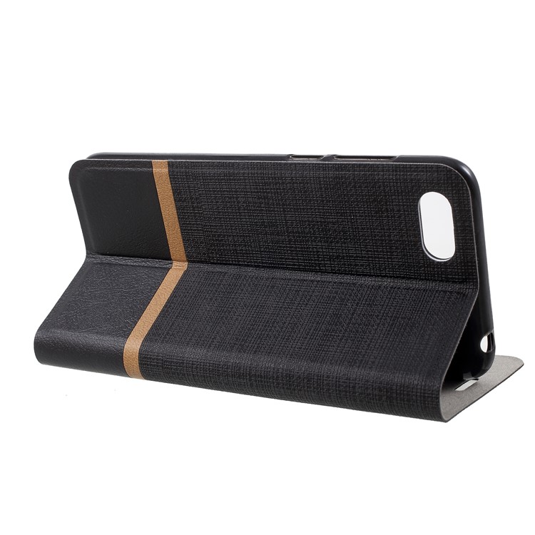Cross Texture Leather Stand Case with Card Slot for Huawei Y5 Prime (2018) / Y5 (2018) Built-in Steel Sheet - Black-2