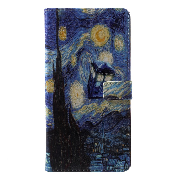 Patterned Stand Leather Wallet Mobile Phone Case for Huawei Y6 (2018)/Honor 7A (without Fingerprint Sensor) - Starry Night-1