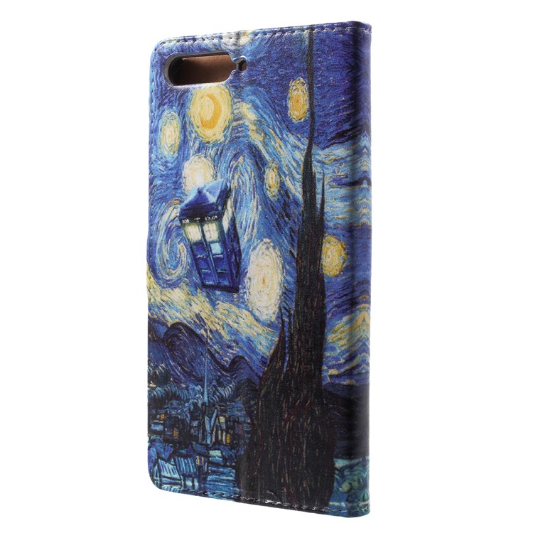 Patterned Stand Leather Wallet Mobile Phone Case for Huawei Y6 (2018)/Honor 7A (without Fingerprint Sensor) - Starry Night-2