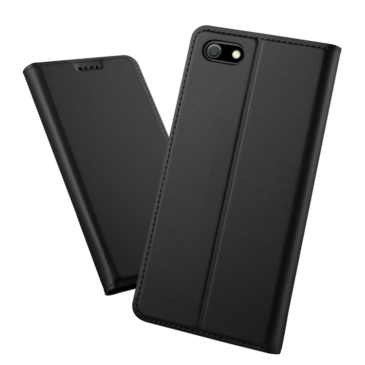 Auto-absorbed Leather Card Holder Case with Stand for Huawei Y5 (2018) / Y5 Prime (2018) / Honor 7C - Black-1