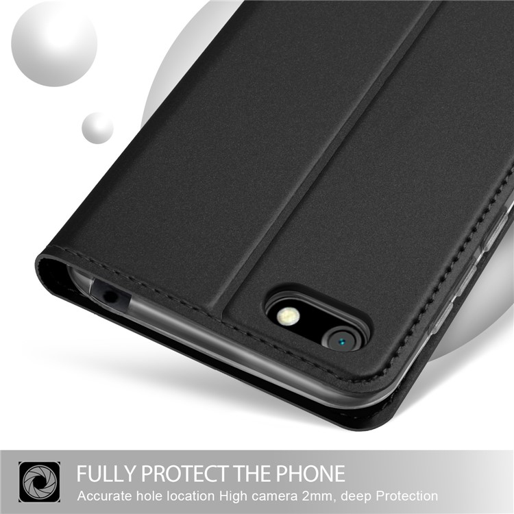 Auto-absorbed Leather Card Holder Case with Stand for Huawei Y5 (2018) / Y5 Prime (2018) / Honor 7C - Black-4