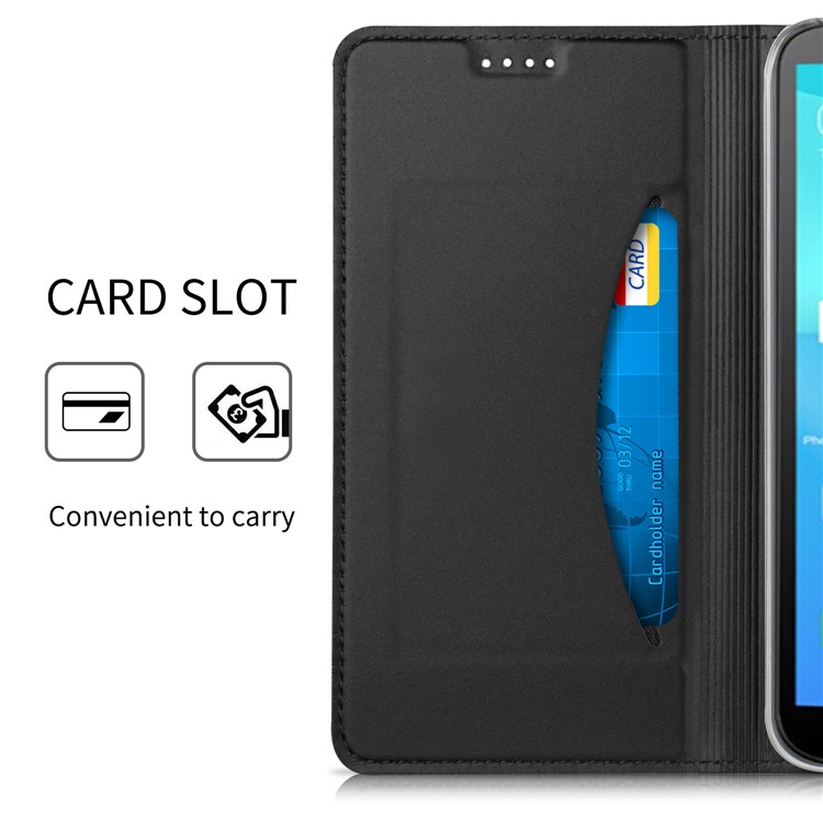 Auto-absorbed Leather Card Holder Case with Stand for Huawei Y5 (2018) / Y5 Prime (2018) / Honor 7C - Black-6