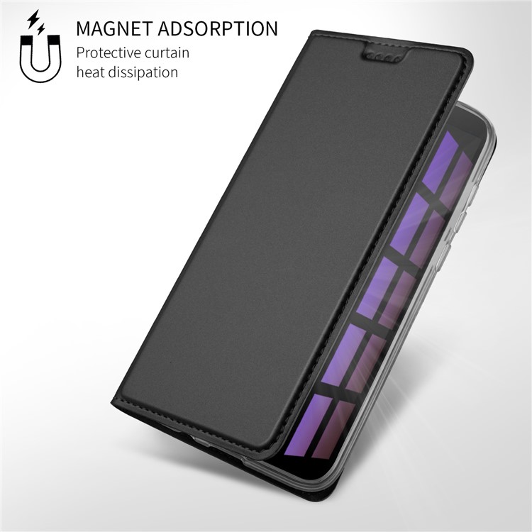 Auto-absorbed Leather Card Holder Case with Stand for Huawei Y5 (2018) / Y5 Prime (2018) / Honor 7C - Black-7