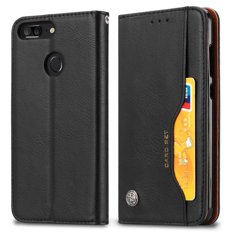 Auto-absorbed Wallet Stand Leather Shell for Huawei Honor 9i (2018) 5.84-inch - Black-2