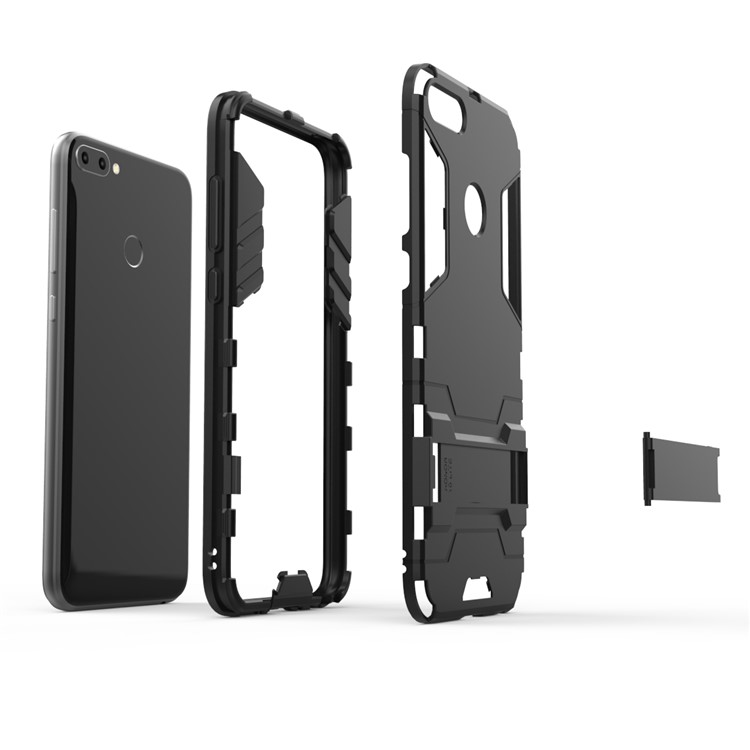 Cool Guard PC TPU Combo Mobile Casing with Kickstand for Huawei Honor 9i (2018) 5.84-inch - Black-6