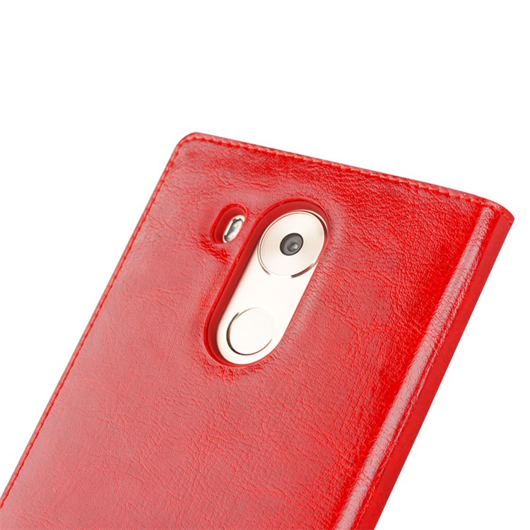 QIALINO Genuine Leather Smart View Cover for Huawei Mate 8 - Red-5
