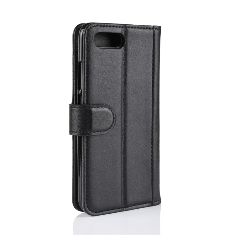 For Huawei Honor 10 Wallet Genuine Split Leather Flip Stand Case - Black-8