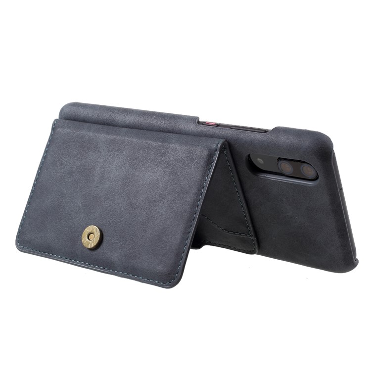 Grey - PU Leather Coated PC Wallet Mobile Phone Case with Kickstand for Huawei P20-4