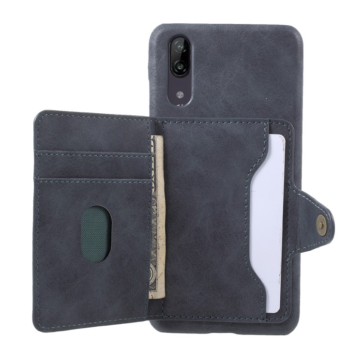 Grey - PU Leather Coated PC Wallet Mobile Phone Case with Kickstand for Huawei P20-5