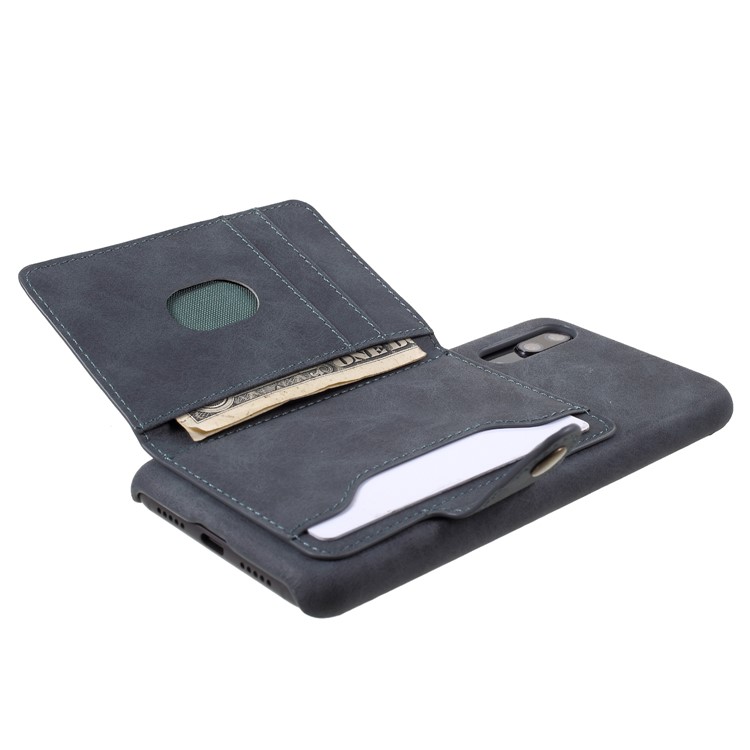 Grey - PU Leather Coated PC Wallet Mobile Phone Case with Kickstand for Huawei P20-6