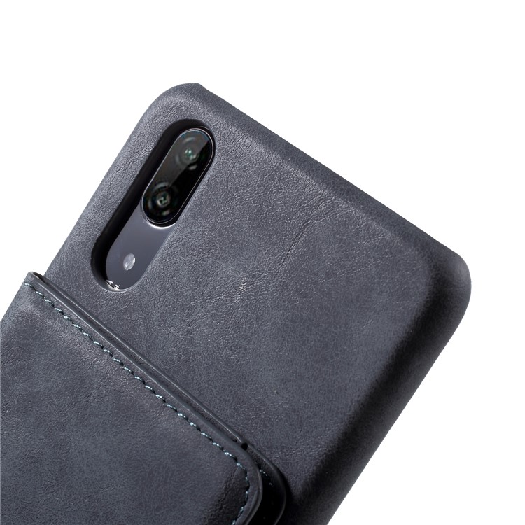 Grey - PU Leather Coated PC Wallet Mobile Phone Case with Kickstand for Huawei P20-8