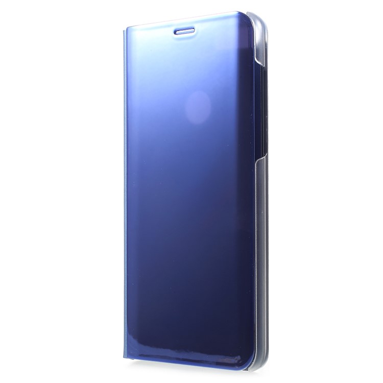 Eletroplating Espelho Vista de Superfície Vista de Couro Stand Shell Para Huawei Honor 7C/Y7 Prime (2018)/nova 2 Lite (filipinas)/desfrute 8 - Bebê Azul