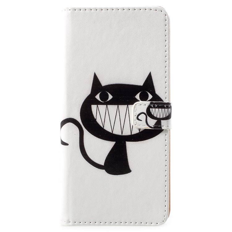 Pattern Printing Leather Wallet Stand Cover Accessory with Card Holders for Huawei Y5 Prime (2018) / Y5 (2018) / Honor 7s / Play 7 - Black Cat-1