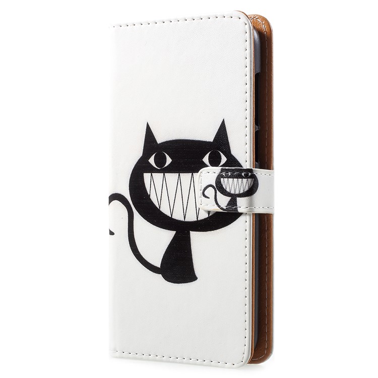 Pattern Printing Leather Wallet Stand Cover Accessory with Card Holders for Huawei Y5 Prime (2018) / Y5 (2018) / Honor 7s / Play 7 - Black Cat-2