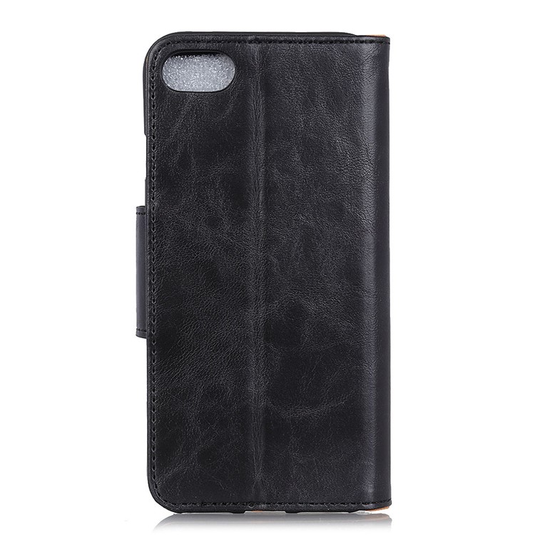 Black - Crazy Horse Split Leather Wallet Stand Phone Case for Huawei Y5 (2018) / Y5 Prime (2018)-5