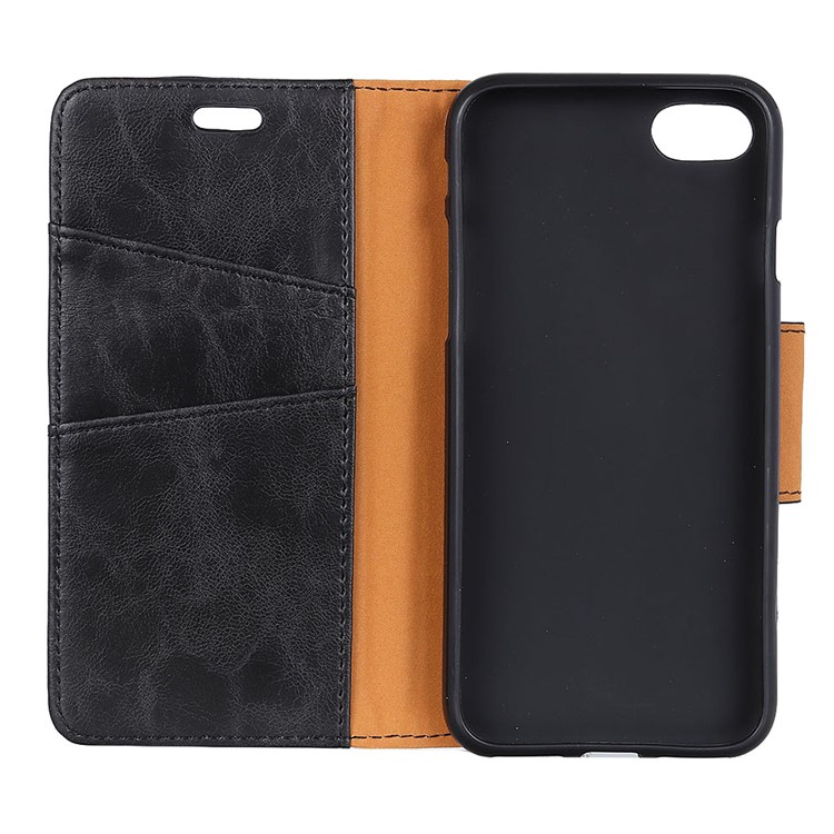 Black - Crazy Horse Split Leather Wallet Stand Phone Case for Huawei Y5 (2018) / Y5 Prime (2018)-6
