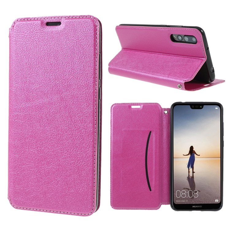 Auto-absorbed Leather Stand Mobile Phone Shell with Card Holder for Huawei P20 Pro - Rose-1