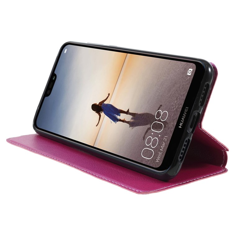 Auto-absorbed Leather Stand Mobile Phone Shell with Card Holder for Huawei P20 Pro - Rose-4