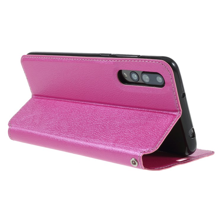 Auto-absorbed Leather Stand Mobile Phone Shell with Card Holder for Huawei P20 Pro - Rose-5