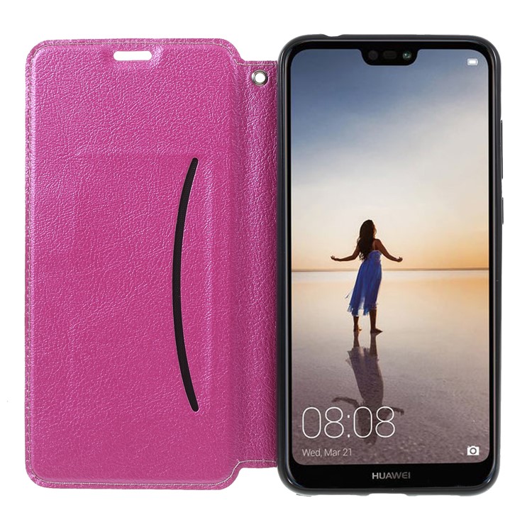 Auto-absorbed Leather Stand Mobile Phone Shell with Card Holder for Huawei P20 Pro - Rose-6