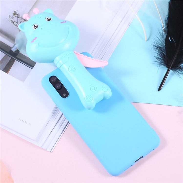 3D Cartoon Deer Fan Pattern TPU Back Case for Huawei P20 - Blue-1