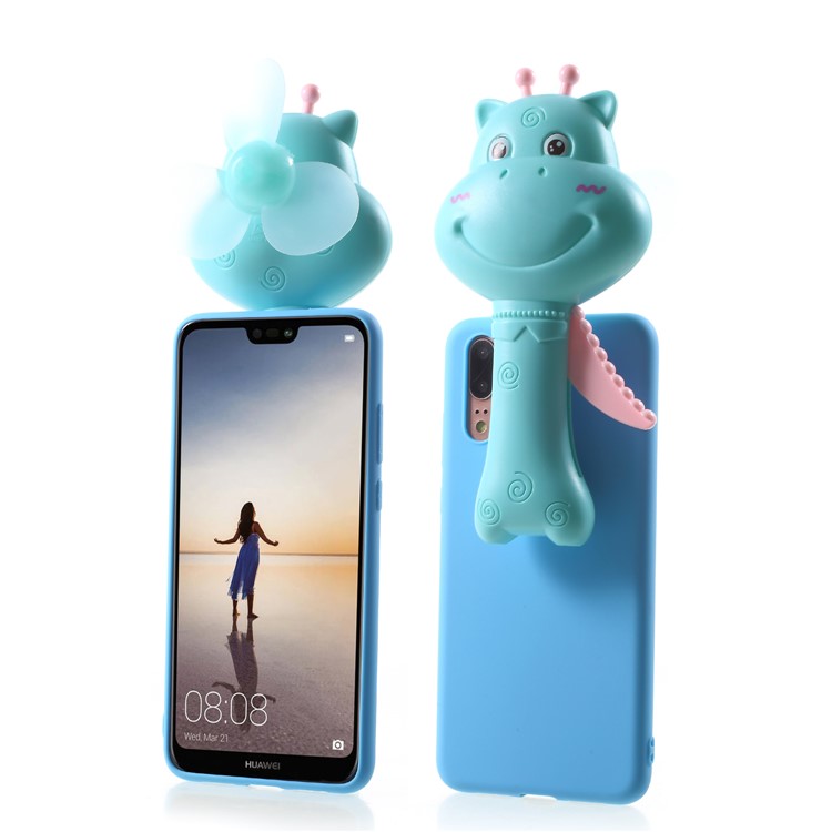 3D Cartoon Deer Fan Pattern TPU Back Case for Huawei P20 - Blue-2