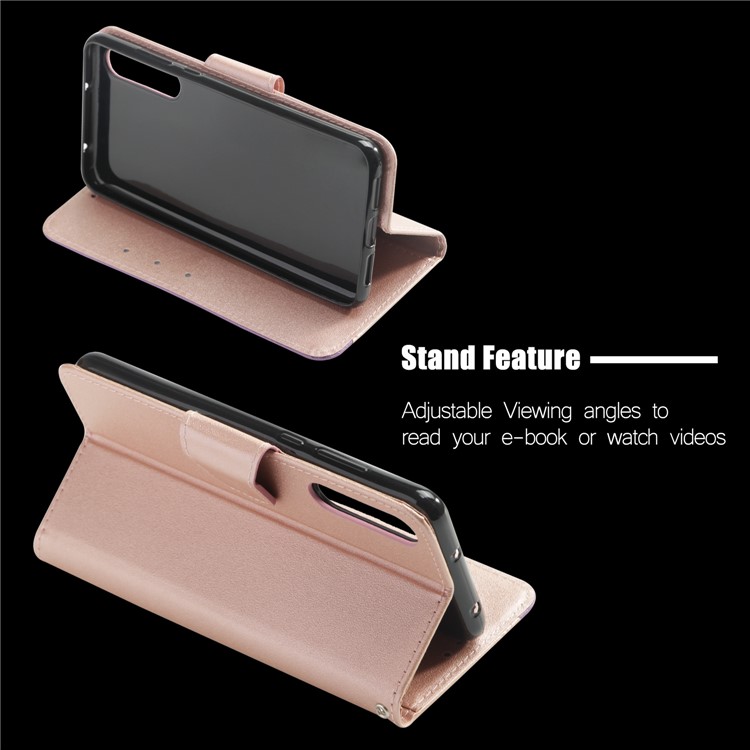 For Huawei P20 Pro Two Tone Splicing Wallet Stand Leather Shell - Rose Gold / Purple-4