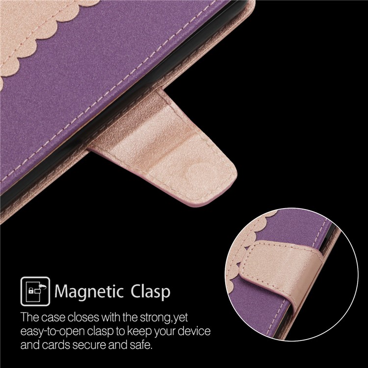For Huawei P20 Pro Two Tone Splicing Wallet Stand Leather Shell - Rose Gold / Purple-5