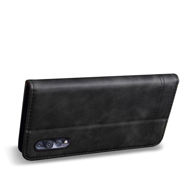 Auto-absorbed Crazy Horse Texture Leather Wallet Phone Case for Huawei P20 Pro - Black-6