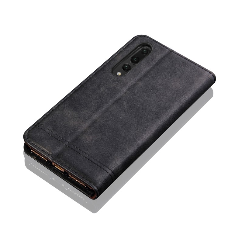 Auto-absorbed Crazy Horse Texture Leather Wallet Phone Case for Huawei P20 Pro - Black-9