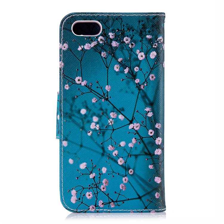 Para O Primeiro De Huawei Y5 (2018) / Y5 (2018) Padrão De Impressão Carteira De Couro Stand Embalagem - Floret Rosa-3