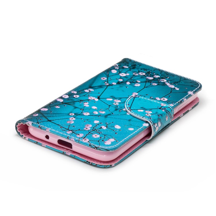 Para O Primeiro De Huawei Y5 (2018) / Y5 (2018) Padrão De Impressão Carteira De Couro Stand Embalagem - Floret Rosa-6