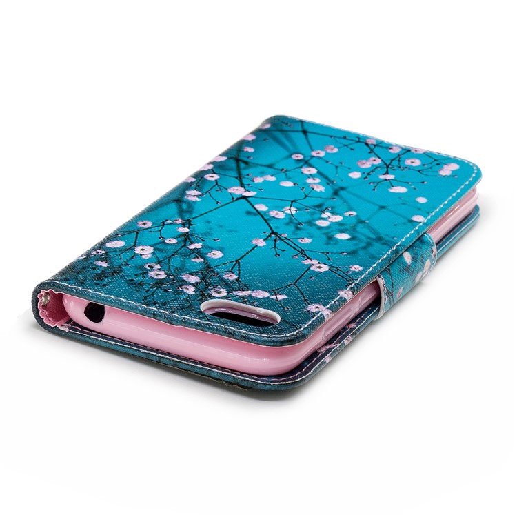 Para O Primeiro De Huawei Y5 (2018) / Y5 (2018) Padrão De Impressão Carteira De Couro Stand Embalagem - Floret Rosa-7