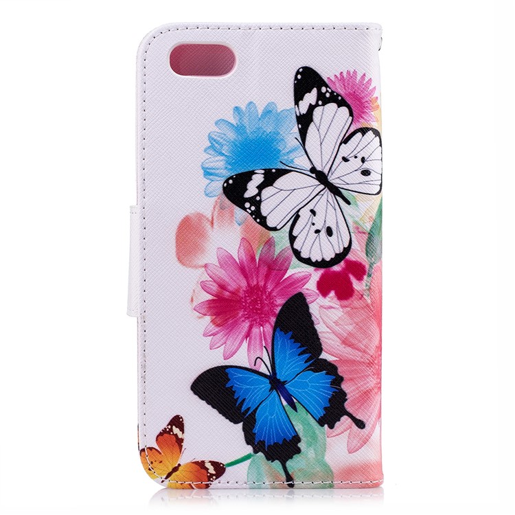 For Huawei Y5 Prime (2018) / Y5 (2018) Pattern Printing Leather Wallet Stand Casing Cover - Butterflies and Flowers-3