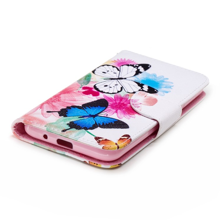 For Huawei Y5 Prime (2018) / Y5 (2018) Pattern Printing Leather Wallet Stand Casing Cover - Butterflies and Flowers-6