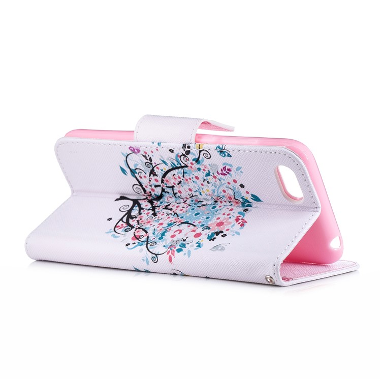 For Huawei Y5 Prime (2018) / Y5 (2018) Pattern Printing Leather Wallet Stand Phone Case Cover - Flower Tree-4