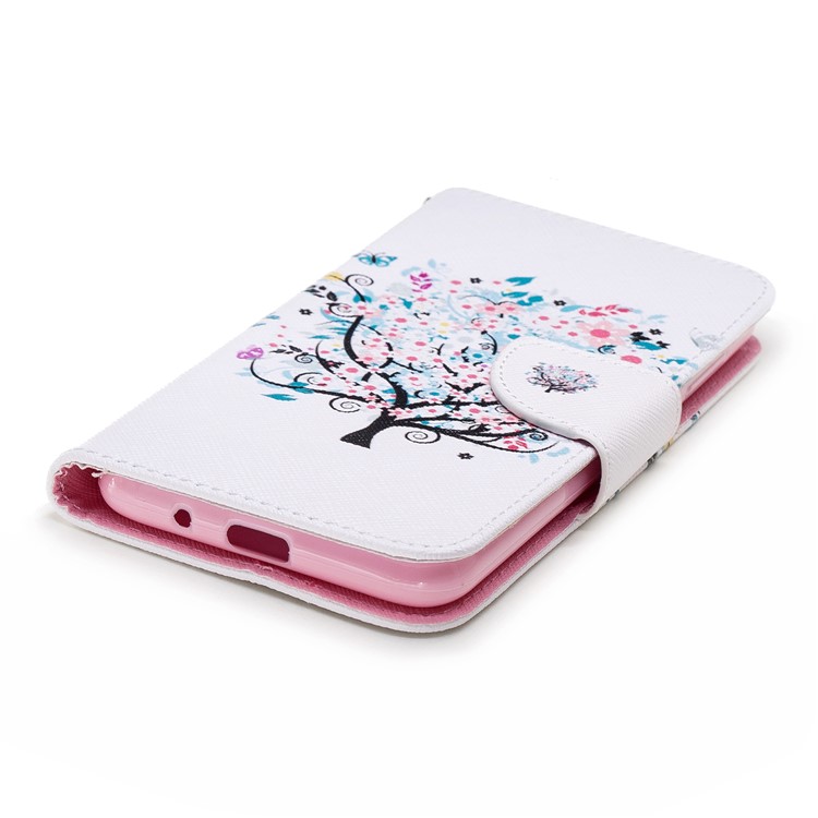 For Huawei Y5 Prime (2018) / Y5 (2018) Pattern Printing Leather Wallet Stand Phone Case Cover - Flower Tree-6