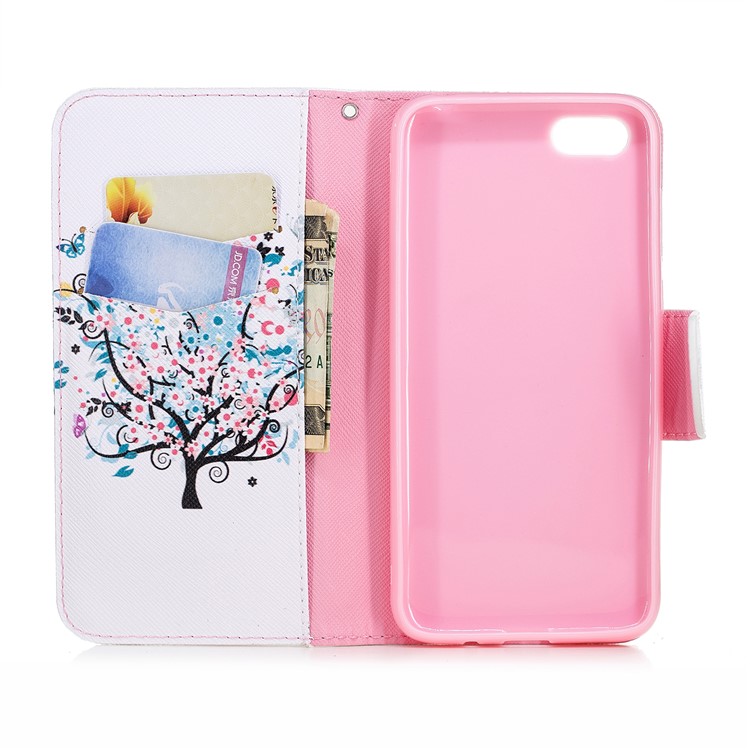 For Huawei Y5 Prime (2018) / Y5 (2018) Pattern Printing Leather Wallet Stand Phone Case Cover - Flower Tree-8