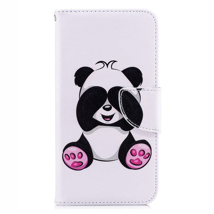 Padrão De Impressão PU Carteira De Couro Capa De Proteção Case Para Huawei Y5 Prime (2018) / Y5 (2018) - Panda Bonito-2