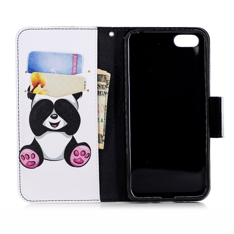 Padrão De Impressão PU Carteira De Couro Capa De Proteção Case Para Huawei Y5 Prime (2018) / Y5 (2018) - Panda Bonito-8