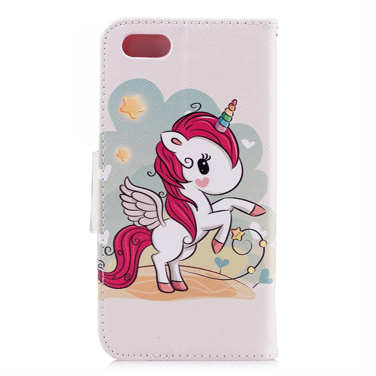 Carteira De Couro Estampada Stand Tampa Do Invólucro Do Telefone Para Huawei Y5 Prime (2018) / Y5 (2018) - Unicórnio-3