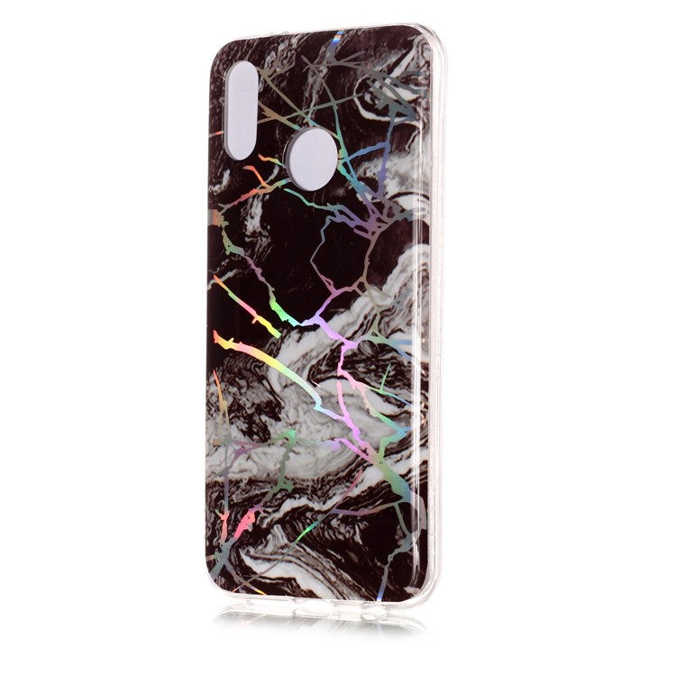 Cubierta Revestida Modelo Del Teléfono IMD TPU Del Mármol Para Huawei P20 Lite / Nova 3e - Negro / Blanco-3