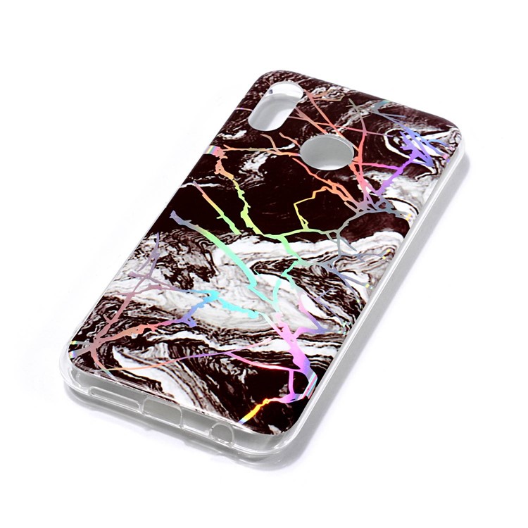 Cubierta Revestida Modelo Del Teléfono IMD TPU Del Mármol Para Huawei P20 Lite / Nova 3e - Negro / Blanco-4